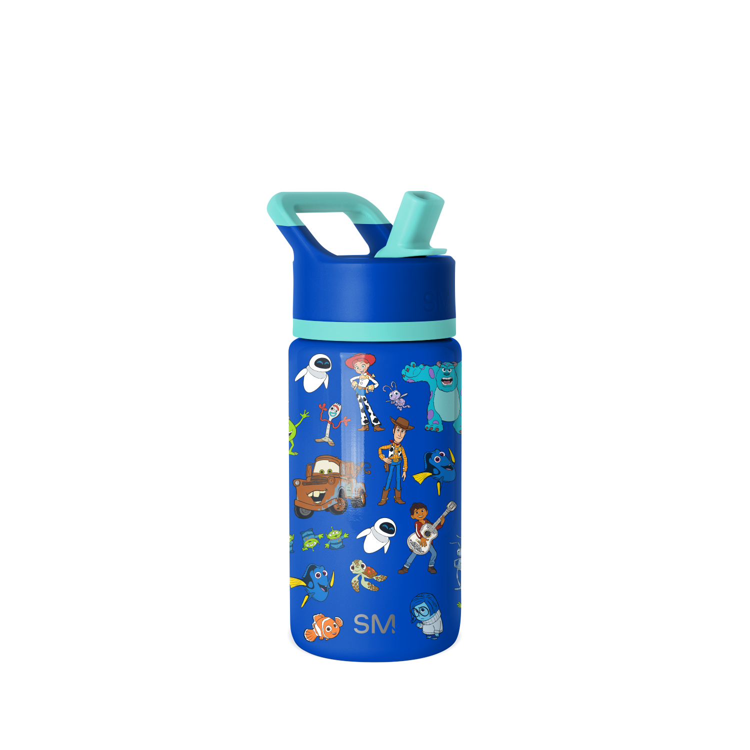 Summit Kids Water Bottle with Straw Lid - 14oz - Pixar Mashup On Blue / Straw / SM2