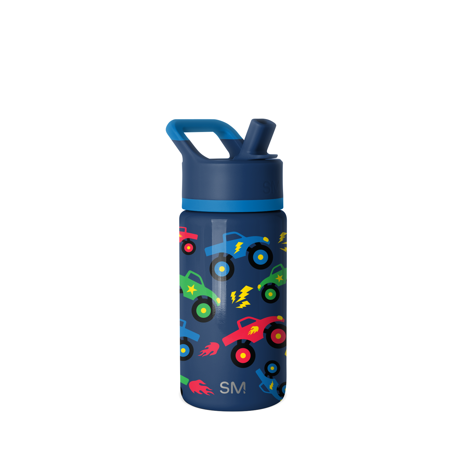 Summit Kids Water Bottle with Straw Lid - 14oz - Monster Truck Rally / Straw / SM2