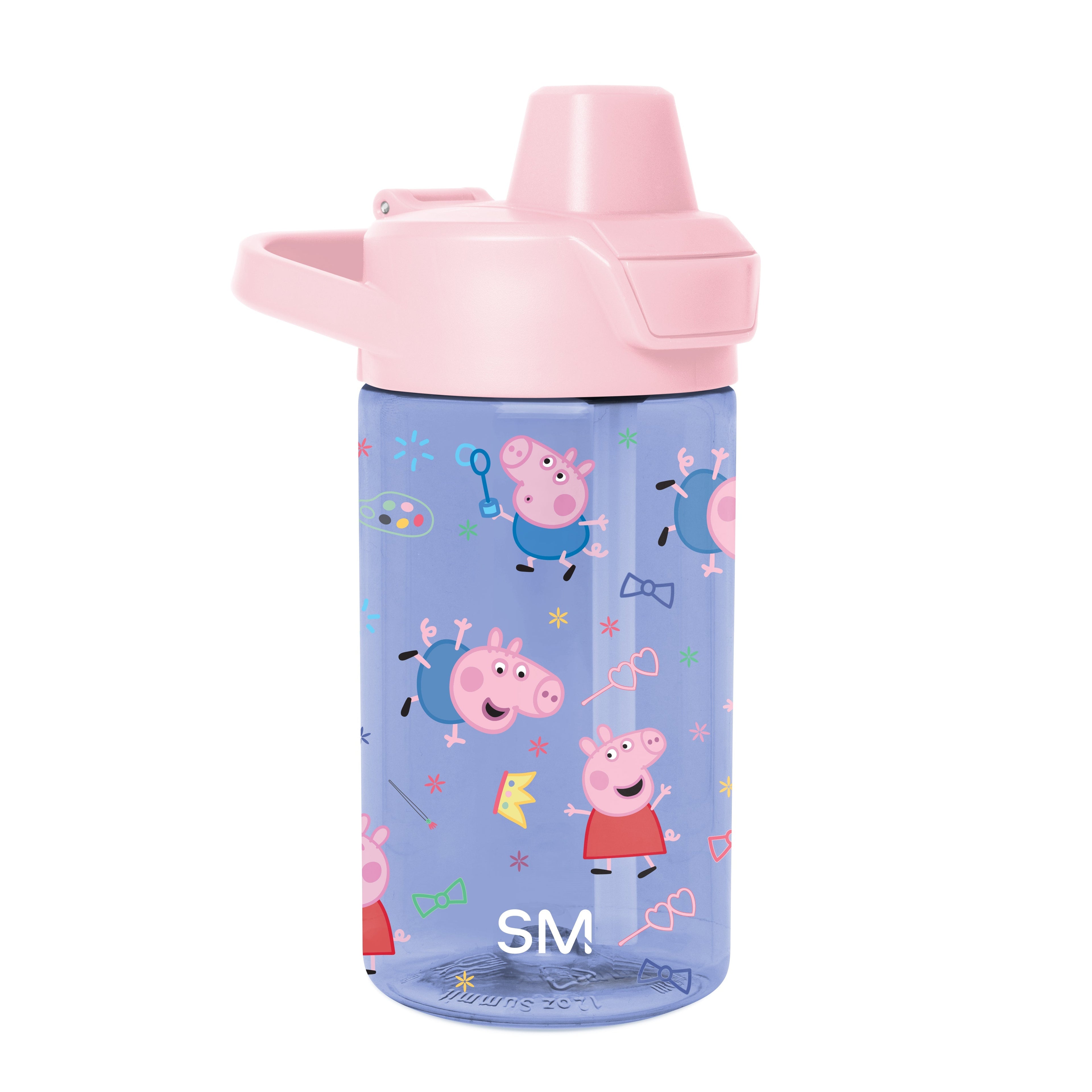 Summit Kids Plastic Water Bottle with Simple Flip Straw Lid - Peppa Pig Bubbles